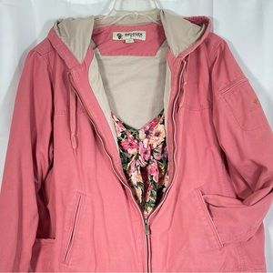 Lady Dri Duck Women’s Pink Hooded Chore Coat Utility Jacket XXL Full Zip Cotton
